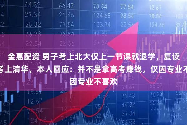 金惠配资 男子考上北大仅上一节课就退学,复读后又考上清华,本人回应:并不是拿高考赚钱,仅因专业不喜欢