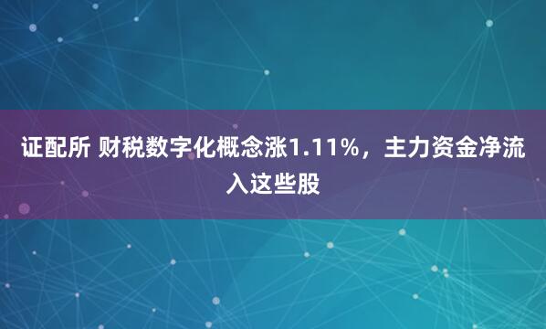 证配所 财税数字化概念涨1.11%，主力资金净流入这些股
