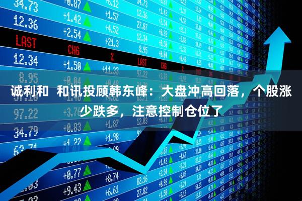 诚利和  和讯投顾韩东峰：大盘冲高回落，个股涨少跌多，注意控制仓位了