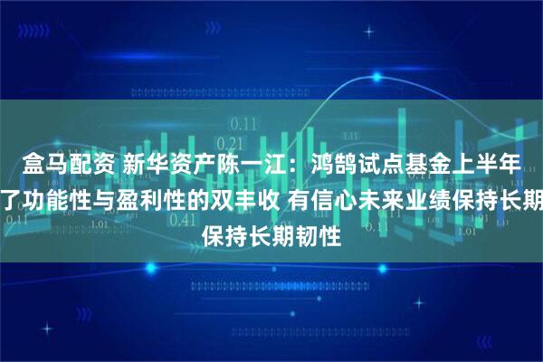 盒马配资 新华资产陈一江：鸿鹄试点基金上半年实现了功能性与盈利性的双丰收 有信心未来业绩保持长期韧性