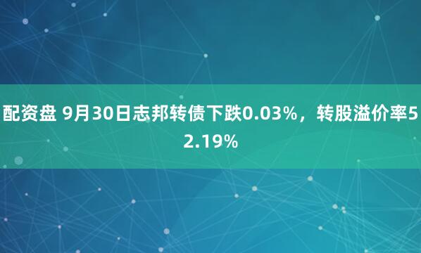 配资盘 9月30日志邦转债下跌0.03%，转股溢价率52.19%
